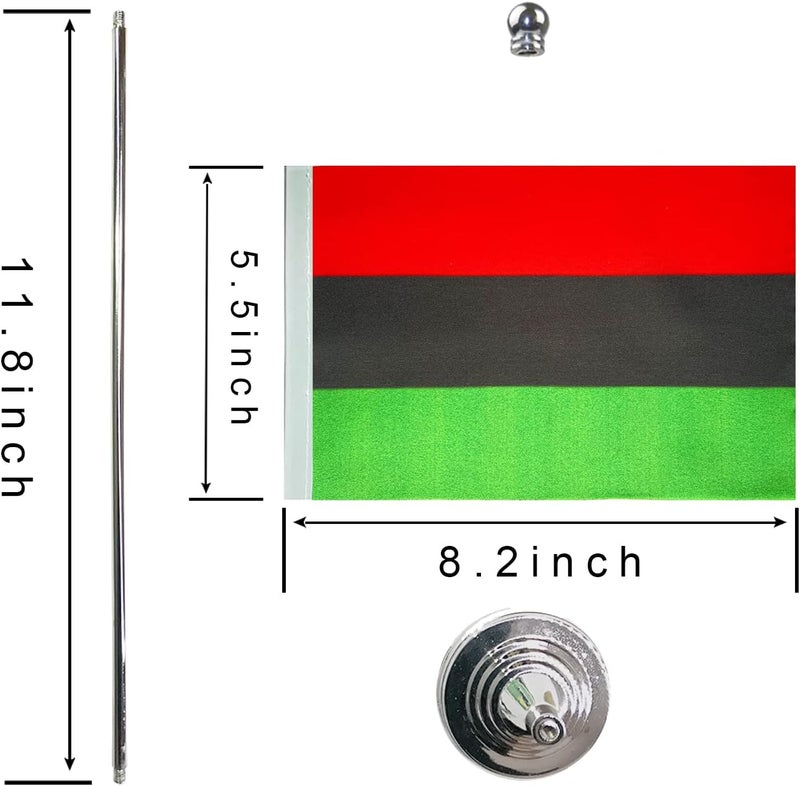 WXTWK 2 Pack Afro American Desk Flag Small Mini Pan-African Table Flags With Stand Base,Home Office Festival Events Celebration Decorations - Image 2